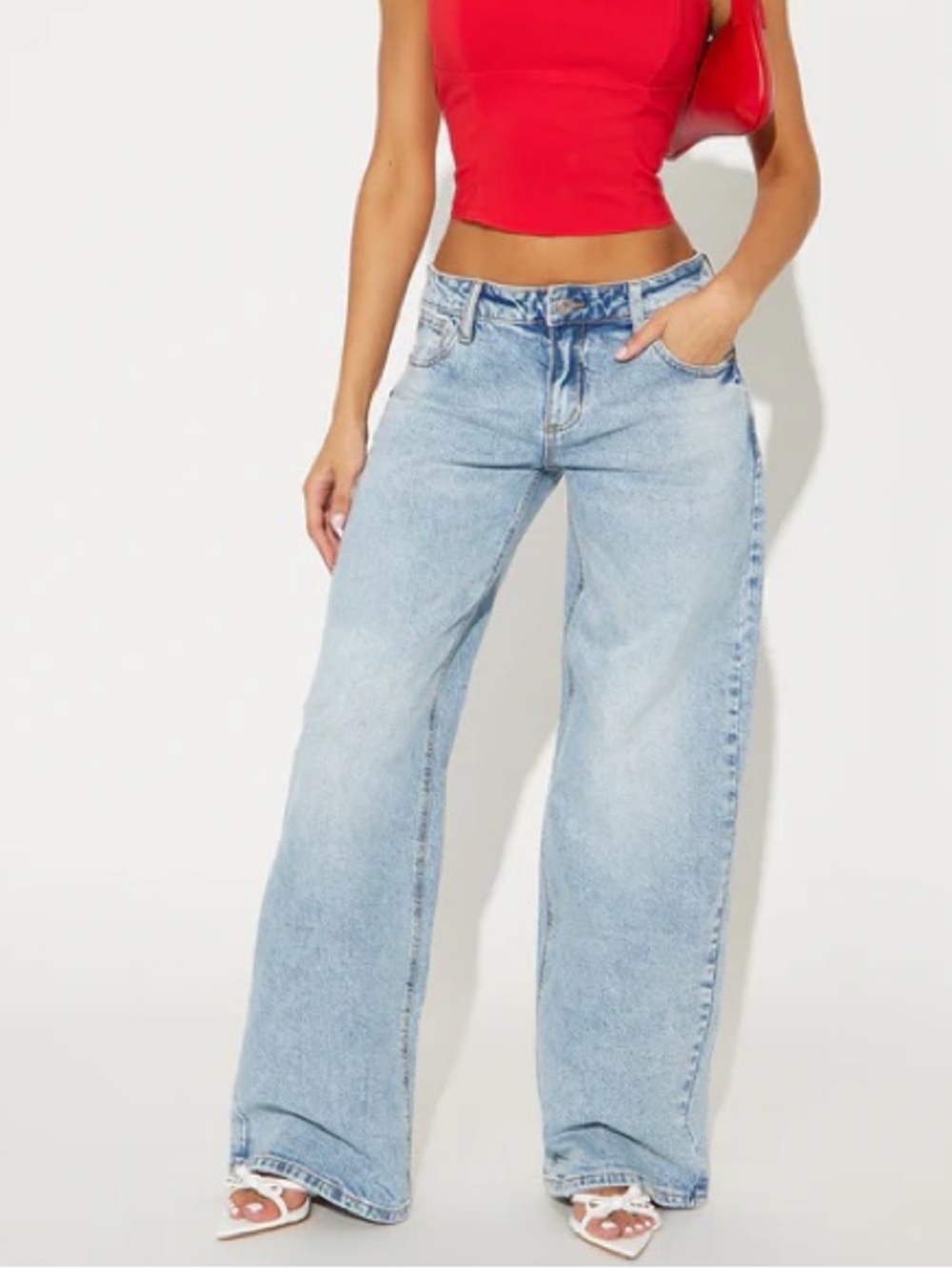Fashion Nova Still Going Strong Baggy Wide Leg Jeans - Light Wash
